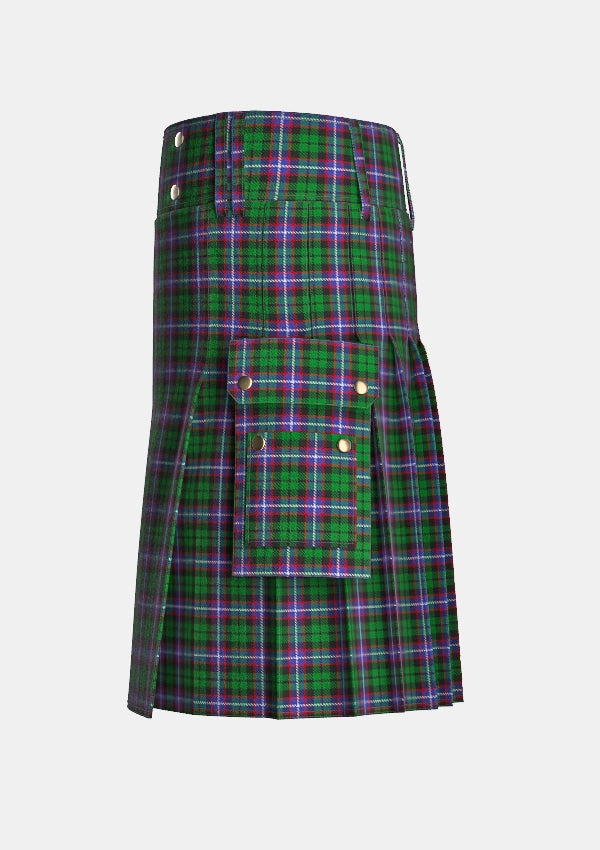 Utility_Russell_tartan_3179_kilt_left_image_with_pleated_design_and_adjustable_buckles_for_men