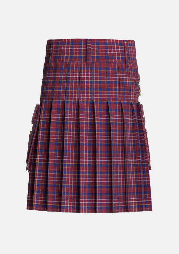 Utility_Ruxton_Hunting_Tartan_2379_kilt_back_image_with_pleated_design_and_adjustable_buckles_for_men
