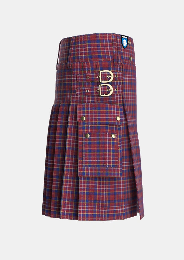 Utility_Ruxton_Hunting_Tartan_2379_kilt_right_image_with_pleated_design_and_adjustable_buckles_for_men