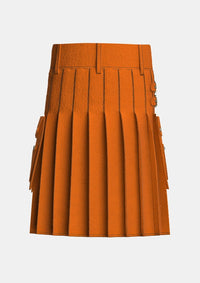 Utility_Saffron_Tartan_kilt_back_image_with_pleated_design_and_adjustable_buckles_for_men