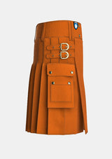 Utility_Saffron_Tartan_kilt_right_image_with_pleated_design_and_adjustable_buckles_for_men