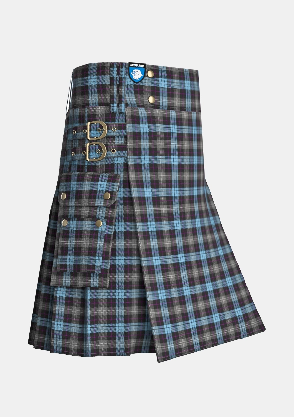 Utility_Scotsburn_Croft_Tartan_11208_kilt_side_image_with_pleated_design_and_adjustable_buckles_for_men