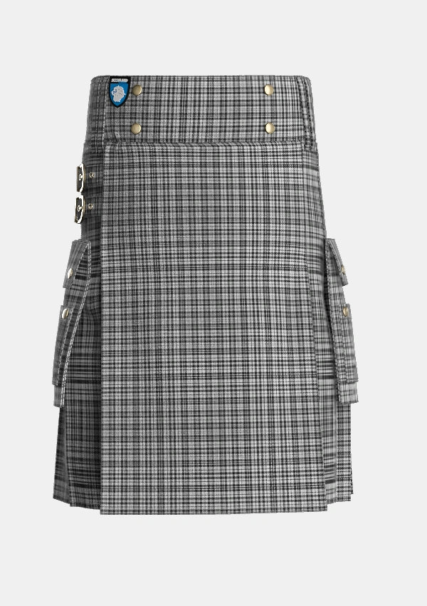 Utility_Scott_Abbreviated_Tartan_1825_kilt_front_image_with_pleated_design_and_adjustable_buckles_for_men