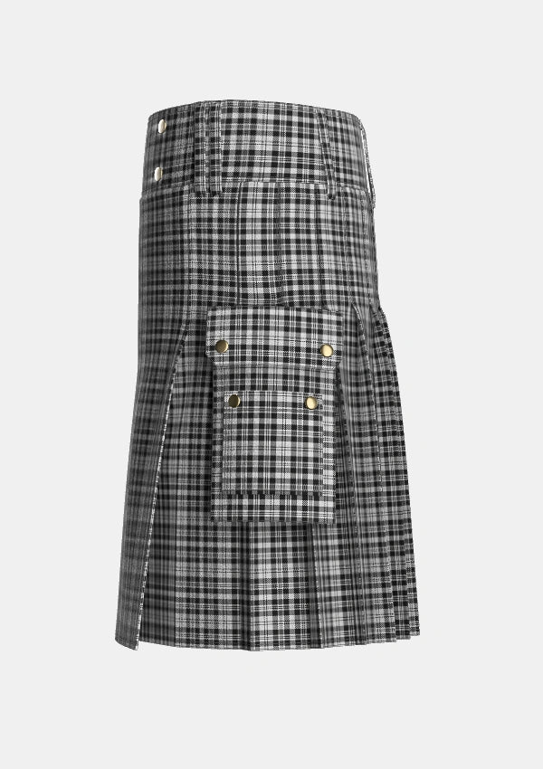 Utility_Scott_BW_1850_Tartan_1826_kilt_left_image_with_pleated_design_and_adjustable_buckles_for_men