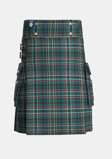 Utility_Scott_Green_Modern_Tartan_kilt_front_image_with_pleated_design_and_adjustable_buckles_for_men