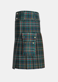 Utility_Scott_Green_Modern_Tartan_kilt_left_image_with_pleated_design_and_adjustable_buckles_for_men