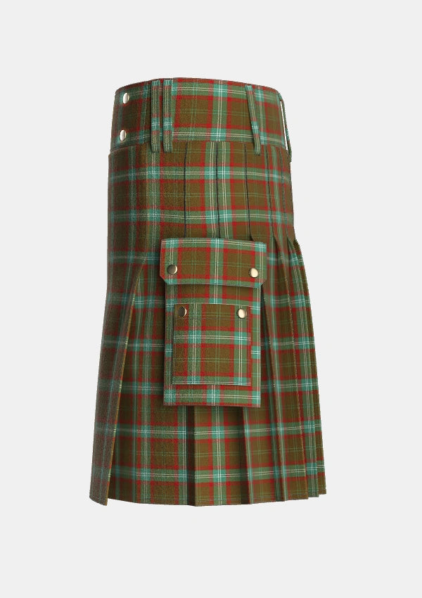 Utility_Seton_Hunting_Tartan_938_kilt_left_image_with_pleated_design_and_adjustable_buckles_for_men