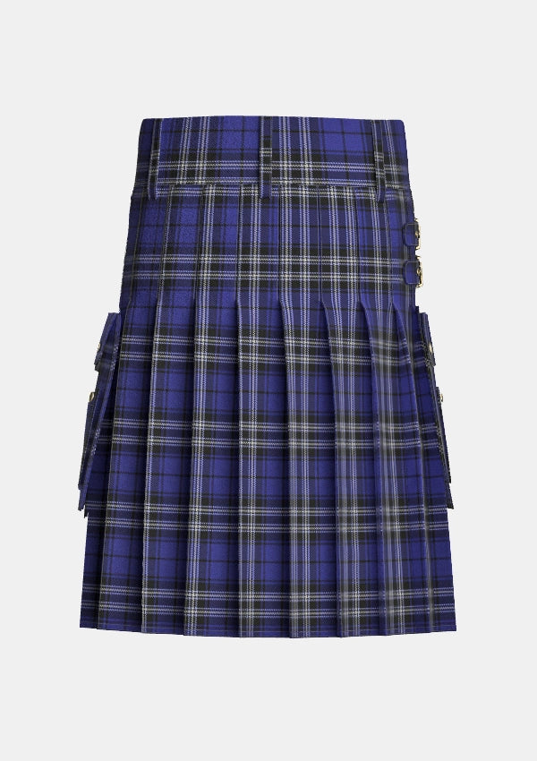 Utility_Shalom_Tartan_7647_kilt_back_image_with_pleated_design_and_adjustable_buckles_for_men