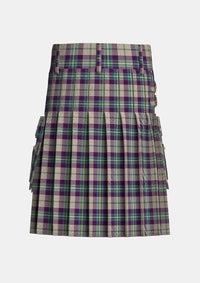 Utility_Shiel_Purple_Tartan_7583_kilt_back_image_with_pleated_design_and_adjustable_buckles_for_men