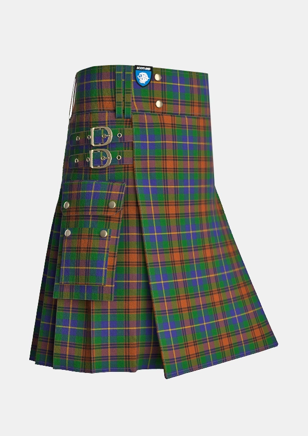 Utility_Sikh_tartan_2654_kilt_side_image_with_pleated_design_and_adjustable_buckles_for_men