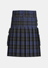 Utility_Silver_Thistle_Tartan_6686_kilt_back_image_with_pleated_design_and_adjustable_buckles_for_men
