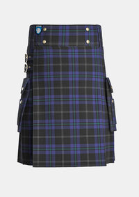 Utility_Silver_Thistle_Tartan_6686_kilt_front_image_with_pleated_design_and_adjustable_buckles_for_men