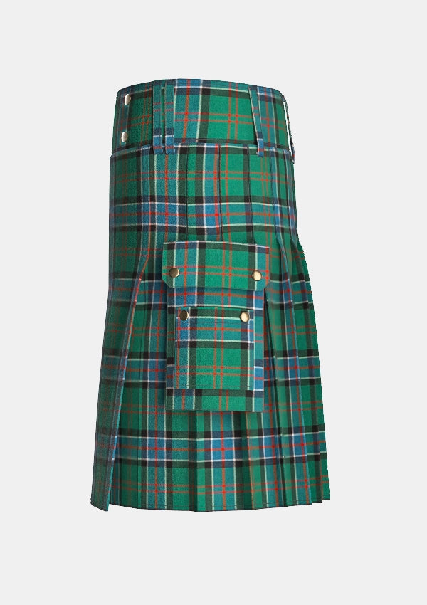 Utility_Sinclair_tartan_kilt_left_image_with_pleated_design_and_adjustable_buckles_for_men