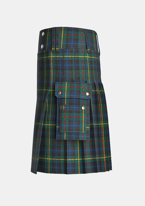 Utility_Smith_Modern_Tartan_kilt_left_image_with_pleated_design_and_adjustable_buckles_for_men