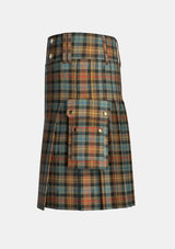 Utility_Smith_Weathered_tartan_kilt_left_image_with_pleated_design_and_adjustable_buckles_for_men