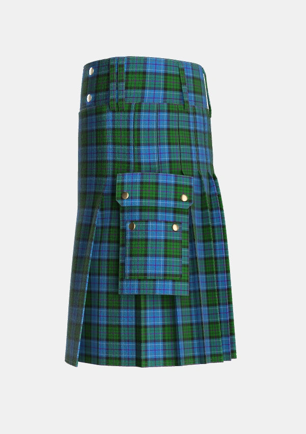 Utility_Smithers_Tartan_2227_kilt_left_image_with_pleated_design_and_adjustable_buckles_for_men
