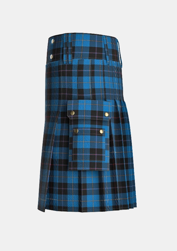 Utility_Sorbie_Tartan_kilt_left_image_with_pleated_design_and_adjustable_buckles_for_men