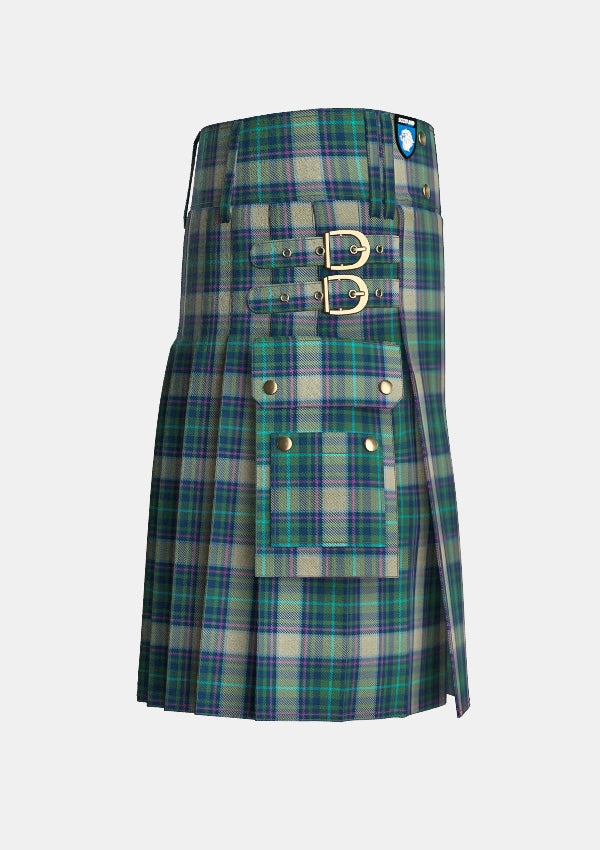 Utility_Sound_Of_Iona_Tartan_11041_kilt_right_image_with_pleated_design_and_adjustable_buckles_for_men