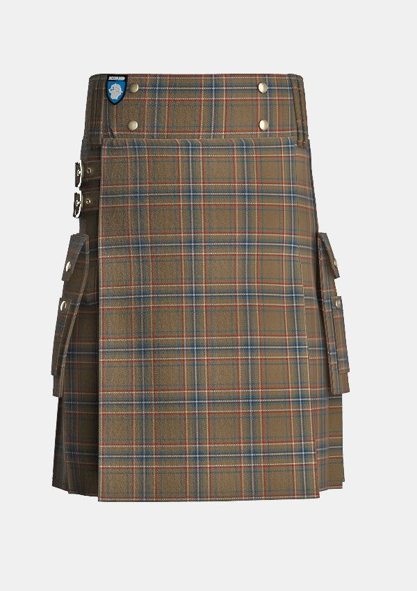 Utility_Spencer_Tartan_5315_kilt_front_image_with_pleated_design_and_adjustable_buckles_for_men