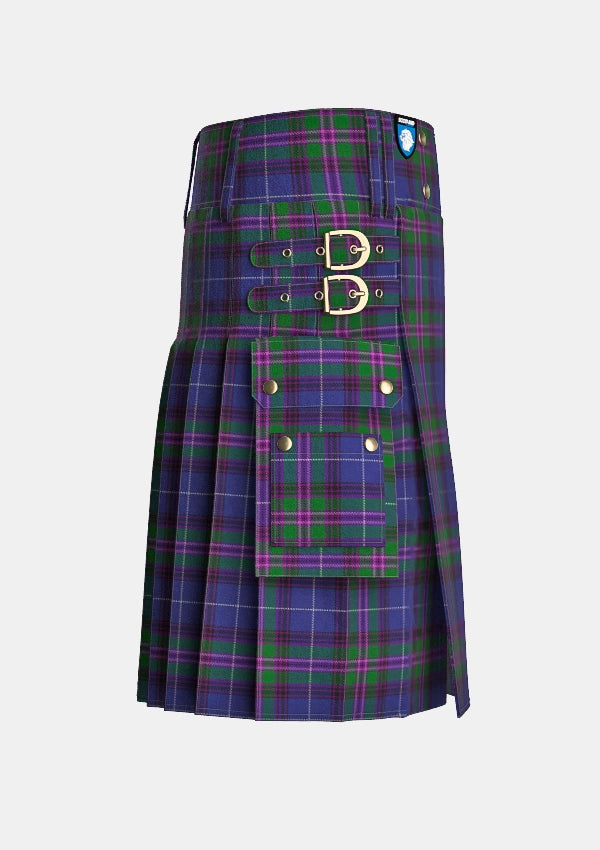 Utility_Spirit_of_Bannockburn_tartan_3445_kilt_right_image_with_pleated_design_and_adjustable_buckles_for_men