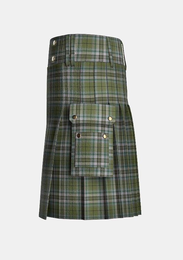 Utility_Spirit_of_Loch_Ness_tartan_13611_kilt_left_image_with_pleated_design_and_adjustable_buckles_for_men