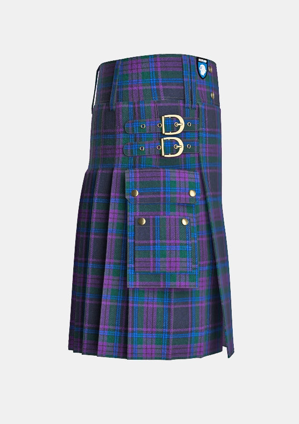 Utility_Spirit_of_Scotland_tartan_2451_kilt_right_image_with_pleated_design_and_adjustable_buckles_for_men