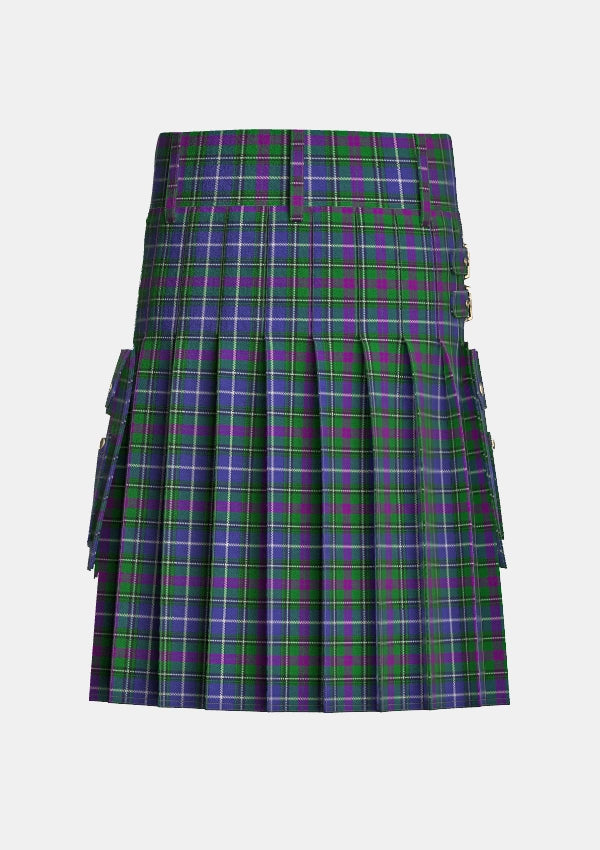 Utility_St_Andrew_Tartan_2625_kilt_back_image_with_pleated_design_and_adjustable_buckles_for_men