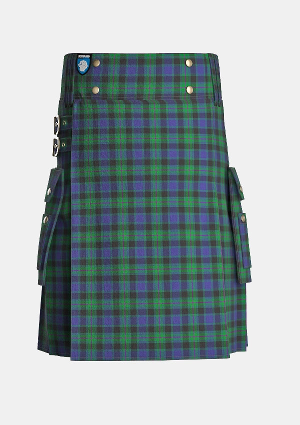 Utility_Stephen_Mathieson_tartan_10108_kilt_front_image_with_pleated_design_and_adjustable_buckles_for_men