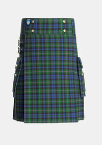 Utility_Stephenson_Hunting_Tartan_3222_kilt_front_image_with_pleated_design_and_adjustable_buckles_for_men