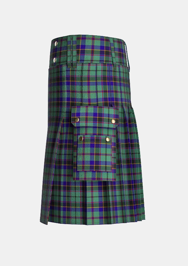 Utility_Stephenson_Tartan_517_kilt_left_image_with_pleated_design_and_adjustable_buckles_for_men