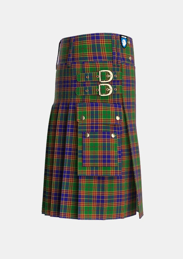 Utility_Stevenson_Personal_Tartan_1558_kilt_right_image_with_pleated_design_and_adjustable_buckles_for_men