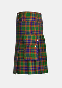 Utility_Stevenson_tartan_1558_kilt_left_image_with_pleated_design_and_adjustable_buckles_for_men