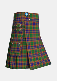 Utility_Stevenson_tartan_1558_kilt_side_image_with_pleated_design_and_adjustable_buckles_for_men