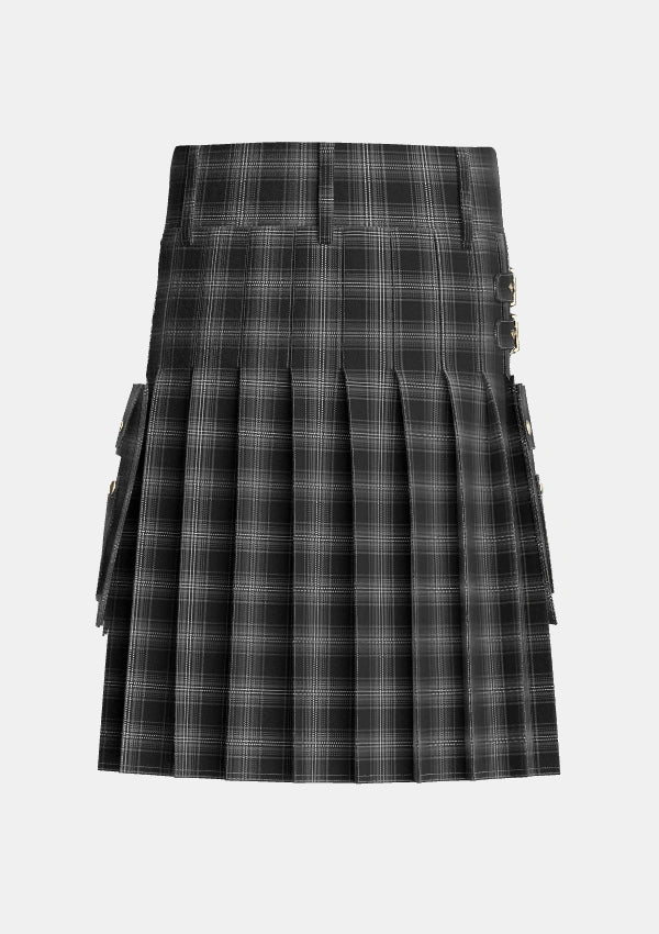 Utility_Stewart_Mourning_1880_Tartan_1126_kilt_back_image_with_pleated_design_and_adjustable_buckles_for_men