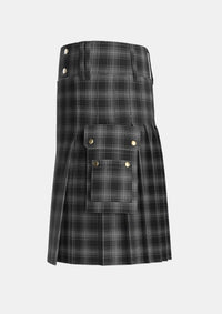 Utility_Stewart_Mourning_1880_Tartan_1126_kilt_left_image_with_pleated_design_and_adjustable_buckles_for_men