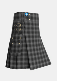 Utility_Stewart_Mourning_1880_Tartan_1126_kilt_side_image_with_pleated_design_and_adjustable_buckles_for_men