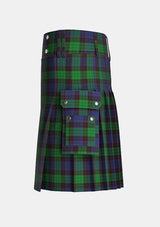 Utility_Stewart_Old_Tartan_319_kilt_left_image_with_pleated_design_and_adjustable_buckles_for_men