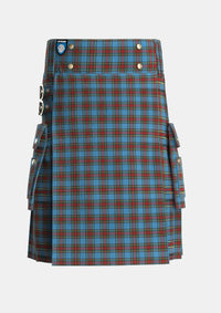Utility_Stewart_Royal_Blue_Tartan_55_kilt_front_image_with_pleated_design_and_adjustable_buckles_for_men