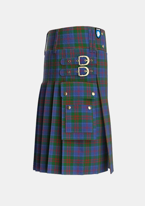 Utility_Stewart_of_Appin_2_Tartan_428_kilt_right_image_with_pleated_design_and_adjustable_buckles_for_men