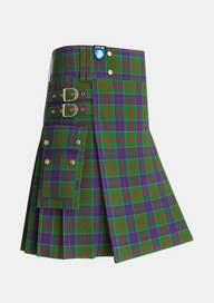 Utility_Stewart_of_Appin_Hunting_Tartan_430_kilt_side_image_with_pleated_design_and_adjustable_buckles_for_men