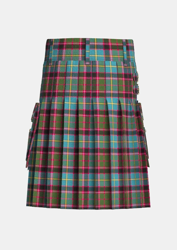 Utility_Stirling_Bannockburn_Tartan_kilt_back_image_with_pleated_design_and_adjustable_buckles_for_men