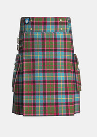 Utility_Stirling_Bannockburn_Tartan_kilt_front_image_with_pleated_design_and_adjustable_buckles_for_men