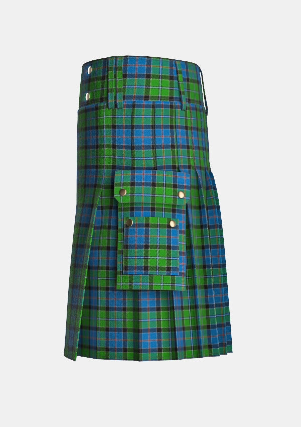 Utility_Stirling_tartan_6759_kilt_left_image_with_pleated_design_and_adjustable_buckles_for_men