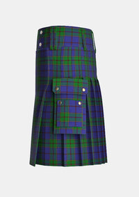Utility_Strachan_Tartan_2601_kilt_left_image_with_pleated_design_and_adjustable_buckles_for_men