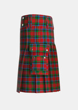 Utility_Sturrock_Blue_Black_Tartan_1359_kilt_left_image_with_pleated_design_and_adjustable_buckles_for_men
