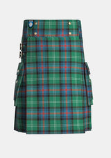 Utility_Sutherland_tartan_kilt_front_image_with_pleated_design_and_adjustable_buckles_for_men