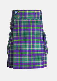 Utility_Taylor_Weathered_Tartan_kilt_front_image_with_pleated_design_and_adjustable_buckles_for_men