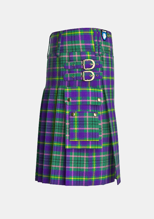 Utility_Taylor_Weathered_Tartan_kilt_right_image_with_pleated_design_and_adjustable_buckles_for_men