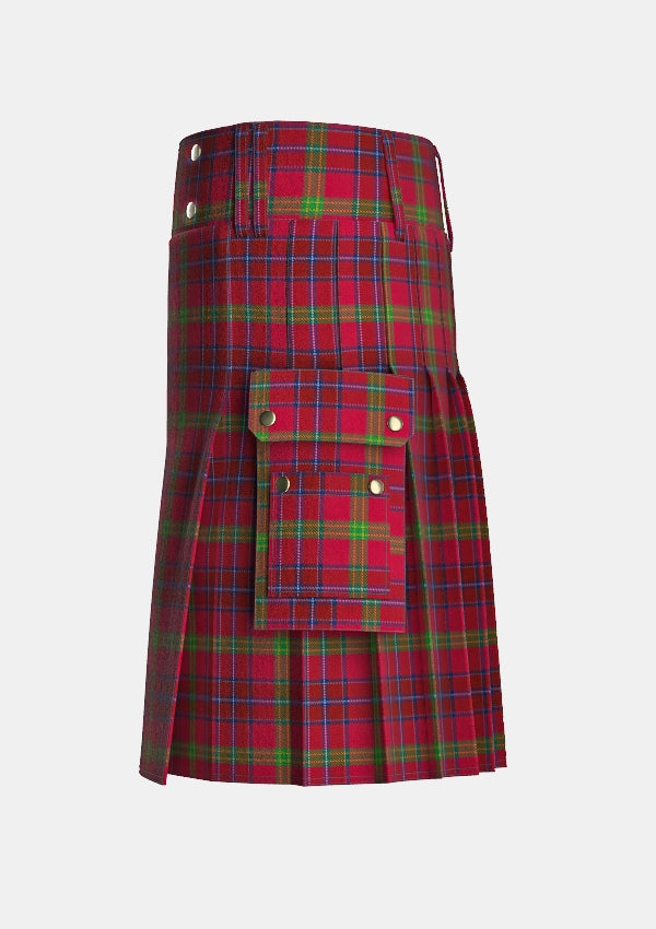 Utility_Telfer_Tartan_10083_kilt_left_image_with_pleated_design_and_adjustable_buckles_for_men