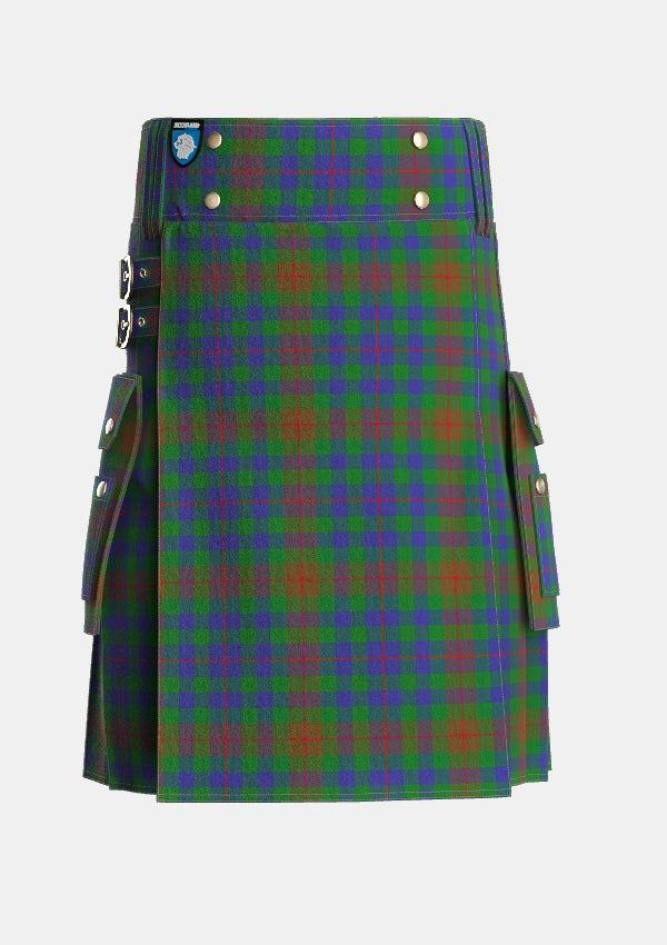 Utility_Tennant_Yules_Tartan_1656_kilt_front_image_with_pleated_design_and_adjustable_buckles_for_men